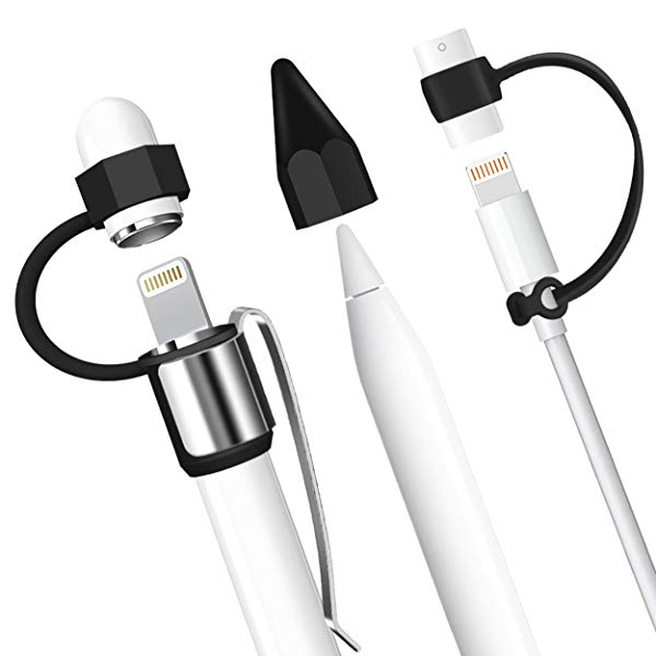 Apple Pencil キャップケース，柔らかい シリコーン 輪ゴム ペン フック付き ホルダー/ペン先カバー/ ケーブル アダプタ 繋がり具 i Pad Pro 9.7/10.5 pencil カ