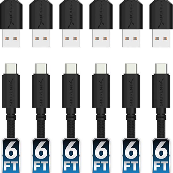 22 AWGプレミアム6 ft - C to USB A 2.0同期と充電ケーブルブラック (cb-c6 X 6 ) 6パック