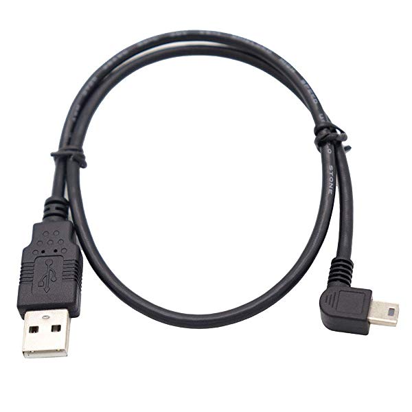 USB 2.0 ミニ ケーブル USB(A) オス USB(miniB) オス L型 左右90°方向変換ケーブル 金メッキ 高速480Mbpsのデータ転送同期リ