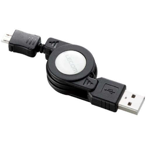[2ﾊﾟｯｸｾｯﾄ] エレコム ELECOM USBケーブル USB2.0 A-microBタイプ 巻き取り 0.7m ブラック [PlayStation 4 対応] U2C-AMBIRL07BK