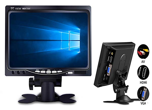 モニター 7インチ ディスプレイ VGA/AV/HDMIケーブル付き 内蔵スピーカー Raspberry Pi対応 1080p液晶 HDMI VGA AVポート PC/DVD/テレビ/監視モニター/車