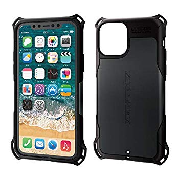 i Phone 11 Pro ケース ZEROSHOCK 耐衝撃 [落下時の衝撃から本体を衝撃吸収構造 (衝撃吸収フィルム付)] ストラップホール付き ブラック PM-A19BZEROBKカラー:ブラ