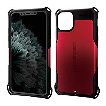 i Phone 11 Pro Max ケース ZEROSHOCK 耐衝撃 [落下時の衝撃から本体を衝撃吸収構造 (衝撃吸収フィルム付)] ストラップホール付き レッド PM-A19DZERORDカラー