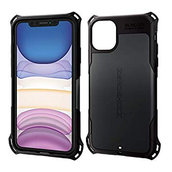 i Phone 11 ケース ZEROSHOCK 耐衝撃 [落下時の衝撃から本体を衝撃吸収構造 (衝撃吸収フィルム付)] ストラップホール付き ブラック PM-A19CZEROBKカラー:ブラック サ