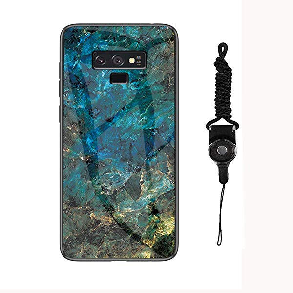 Galaxy note9 大理石柄ケース マーブル marble ソフト TPU + ガラス 光沢デザイン ストラップホール付き ストラップ付き 耐衝撃 おしゃれ 携帯カバー ギャラクシーノート9ケー