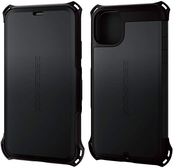 【エレコム ELECOM】i Phone 11 ケース ZEROSHOCK 衝撃吸収 [落下時の衝撃から本体を守る] フラップタイプ ブラック PM-A19CZEROSBKカラー:ブラック サイズ:1