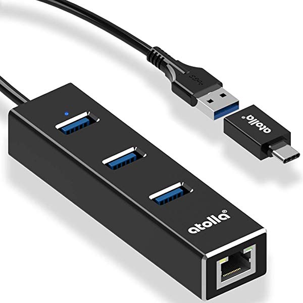 [2ﾊﾟｯｸｾｯﾄ] USB3.0ハブ 有線 LAN RJ45 アダプタ, USB HUB 3ポート LAN RJ45 ハブ1ポート1000Mbps 拡張 USB Cハブ Type c 変換アダ