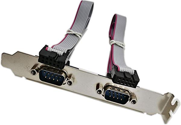 デュアル DB9 IDC 10ピン ケーブル ブラケット パネル付き 10 x IDC ソケット デュアル 延長 アダプタ フラット リボン ケーブル付き 2x DB9（RS232）ピンオス PCマザ
