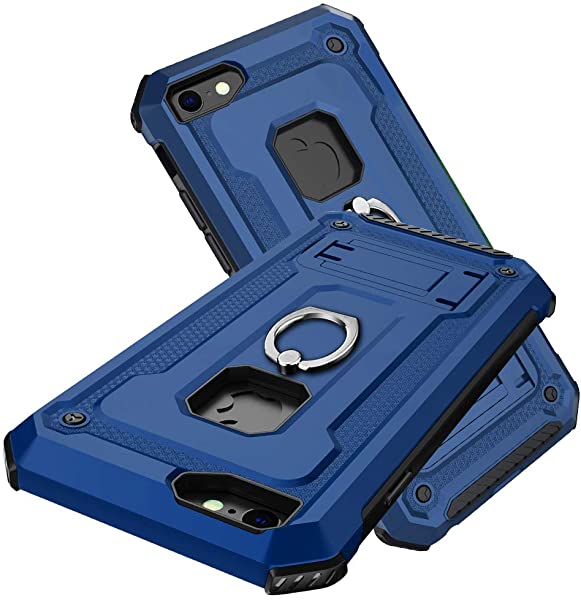 i Phone 6S Plus ケース/i Phone 6 Plusケース リング付き 耐衝撃 スタンド機能 360回転 全面保護カバー 米軍規格取得 TPU+PC 二重構造 擦り傷防止 着脱簡単 軽