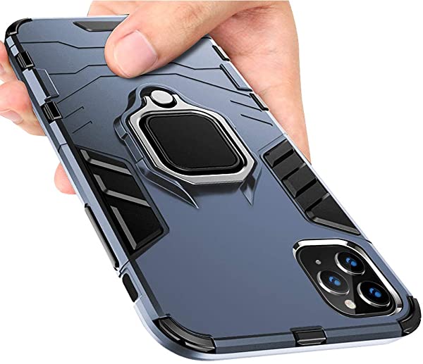 iPhone 11 Pro Max ケーススマホケース リング付き 耐衝撃 全面保護 米軍MIL規格TPU PC クリア車載対応ホルダー対応 軽量 薄型 ...