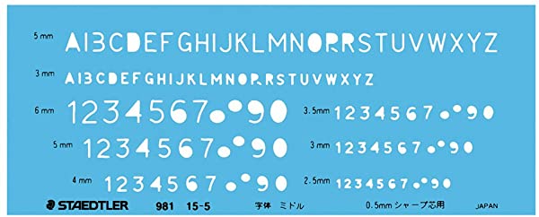 テンプレート 英 数字 定規 0.5mm シャープペンシル用 981 15-5