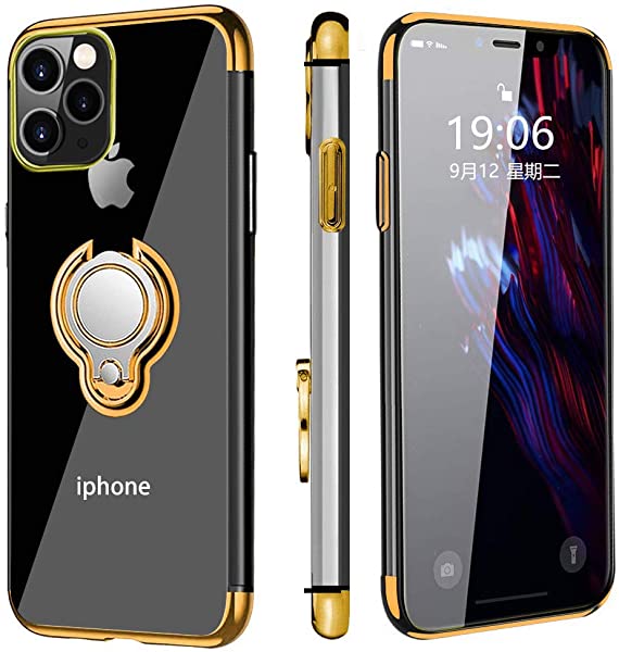 i Phone 11 pro max ケース リング付き クリア 落下防止 耐衝撃 スタンド機能 透明 TPU 防塵 薄型 軽量 高級感 一体型 変形防止 全面保護カバー アイフォンケース 4.7イン