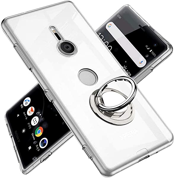 お得な2ﾊﾟｯｹｰｼﾞセットXperia XZ3 ケース リング 透明 TPU クリア リング付き 回転リング SO 01M SOV41 カバー 専用 全透明 黄変防止 薄型 柔らかい殻 ケース 耐衝