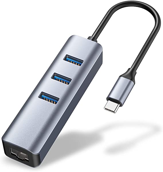 USB type-c 有線LANアダプター 4in1 USB Type C 有線LAN変換アダプター 3つのUSB-A 3.0ポート 1000Mbps RJ45イーサネットポート MacBo...