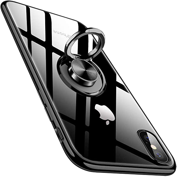 [2ﾊﾟｯｸｾｯﾄ] iPhone Xs ケース リング iPhone X ケース クリア スリム tpu ソフト シリコン 改善版 リング付き 透明 薄型 耐衝撃