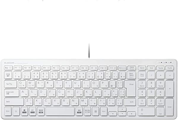 エレコム キーボード 有線 パンタグラフ コンパクトキーボード ホワイト 色:ホワイト■一枚板のように美しい最薄部6.5mmの有線薄型コンパクトキーボードです。■キータイプには、ノートパソコンのキーボ