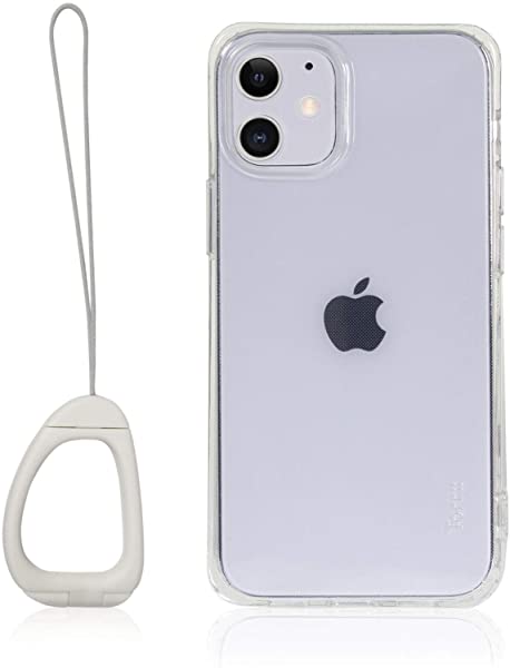 i Phone12mini 対応 ケース クリア 携帯ケース フィンガー ベルト リング 付き 耐衝撃 衝撃 吸収 薄型 TPU 透明 スリム ソフト カバー スタンド 機能 ストラップホール 付き 