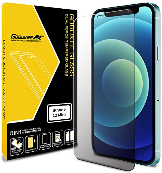 i Phone 12 Mini (5.4インチ)用 液晶 保護 ガラス フィルム 1枚 高透過率 フレキシブル ＆ 強い 耐衝撃性 日本旭硝子製 取扱簡単 ガイドフレーム付き アイホン12Mini強化