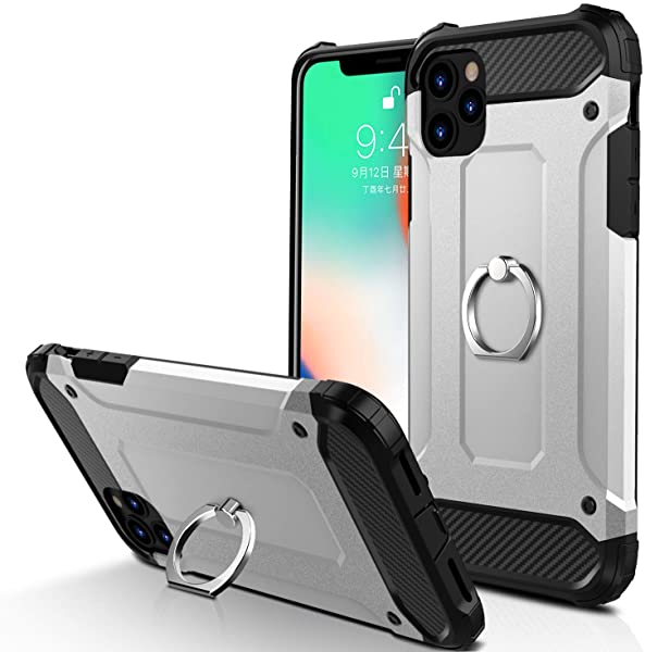 i Phone 11 Pro Max ケース リング付き 耐衝撃スマホカバー 全面保護 米軍MIL規格 PC スタンド機能 TPUバンパー レンズ保護 衝撃防止 薄型 アイフォン11 pro max 
