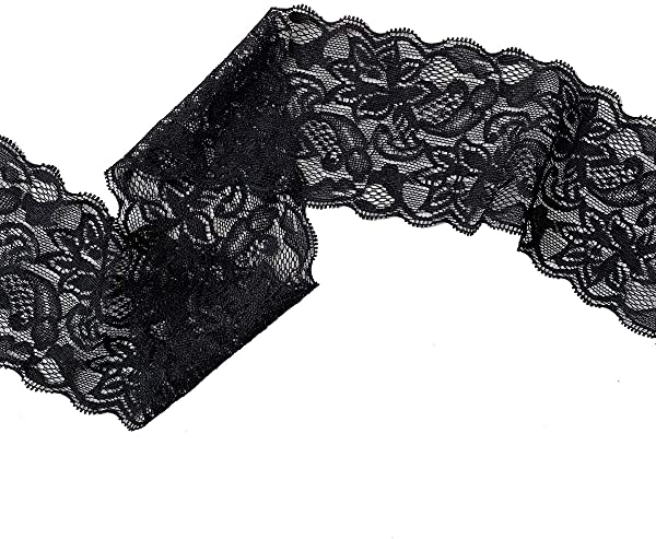 花柄 レースリボン 黒 DIY手芸 服装素材 ギフト飾り 装飾材料 長さ9m 巻 ブラック