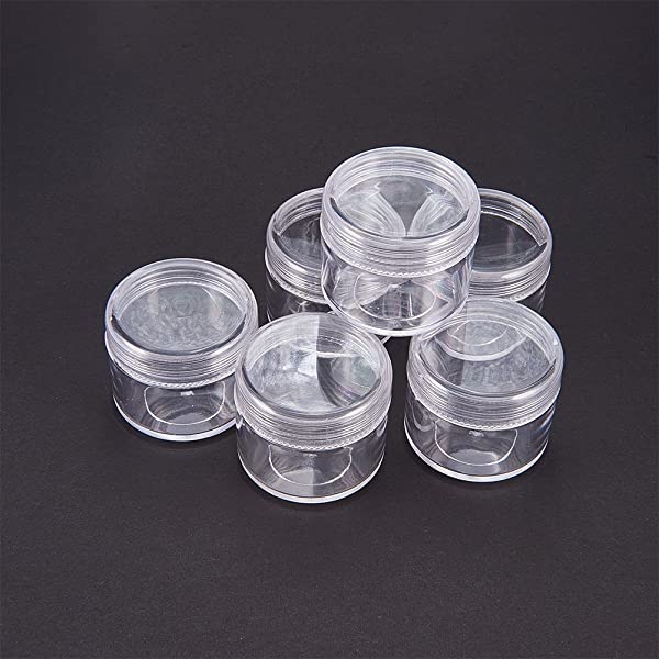 プラスチック ラウンド 透明 ビーズ収納ケース 小分け丸ケース キャップ付き ビーズ保存用 ケース 容器 6個セット 3.9x3.3cm