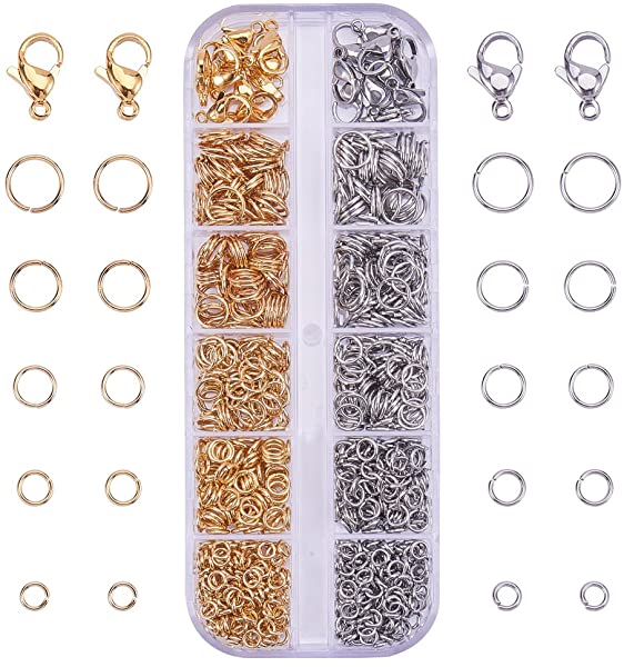 金具セット 約740個/箱 304ステンレス マルカン 4-8mm ジャンプリング 丸環 リング カニカン 留め具 クラスプ エンドパーツ 基礎パーツ 手芸用品 ジュエリー用 アクセサリーパーツ 手作