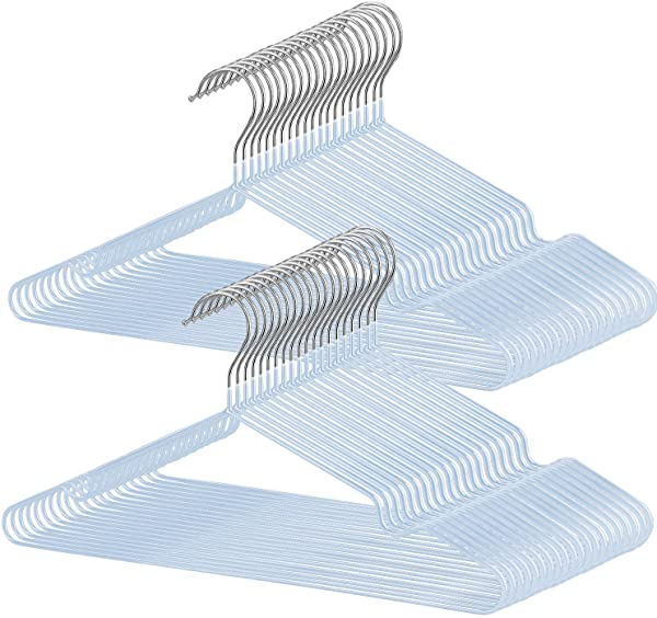 ハンガー 30本組 洗濯ハンガー 衣類ハンガー PVC特殊ラバー加工 すべらない 滑り止め 変形にくい 収納 hanger スーツ スリム 多機能 乾湿両用 ライトブルー 商品仕様 素材：スチール+P