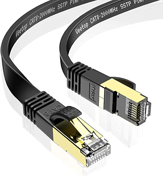 LANケーブル 0.5m CAT8 カテゴリ8 フラット ケーブル Wi Fiケーブル 接続安定 鍍金コネクタ RJ45 爪折れ防止 超高速 最大40Gbps 2000MHz 26AWG 二重シールド