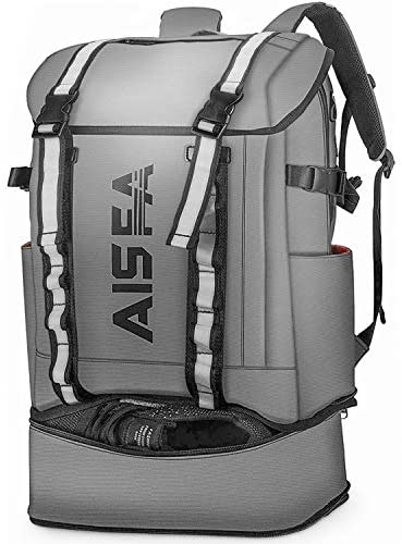 リュックメンズ リュックサックバックパック スクエア 30L 防水15.6インチ PC ビジネス ラップトップバック USB充電ポート付き アウトドア旅行 通勤 靴/弁当収納 (グレー)