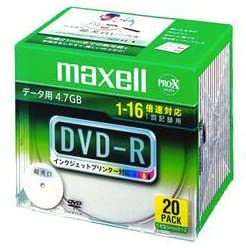 maxell データ用 DＶD-R 4.7GB 16倍速対応 インクジェットプリンタ対応ホワイト(ワイド印刷) 20枚 5mmケース入 DR47WPD.S1P20S A
