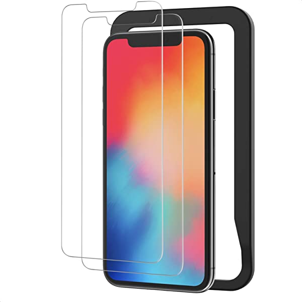 i Phone 11 Pro 用 i Phone X XS 適用 強化 ガラス 保護 フィルム ガラスフィルム ガイド枠 2枚セット