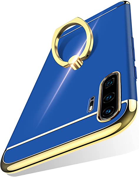 P30 Pro ケース リング付き 耐衝撃 指紋防止 3パーツ式 保護カバー スタンド機能 360回転 PC 衝撃防止 レンズ保護 高級感 薄型 軽量 おしゃれ スリム 手触り良い ファーウェイ P3